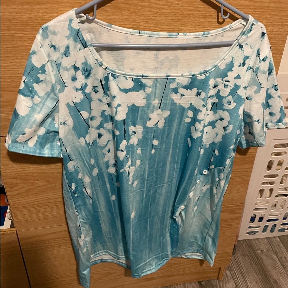 Blue Floral Women's Top